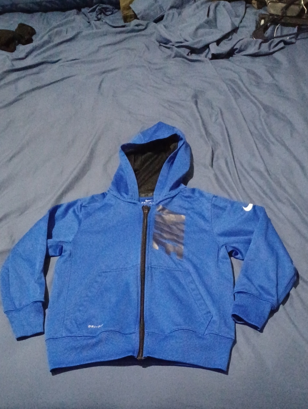 Nike Kids Royal Blue Zip-Up Hooded Sweatshirt Jacket Size Small